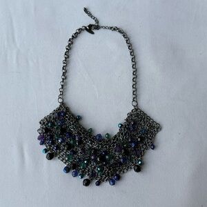 vintage-style beaded chain mail collar necklace